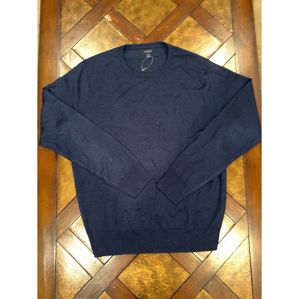 J.Crew Merino Wool Blend Navy Blue Pullover Sweater Men's Lightweight Size M